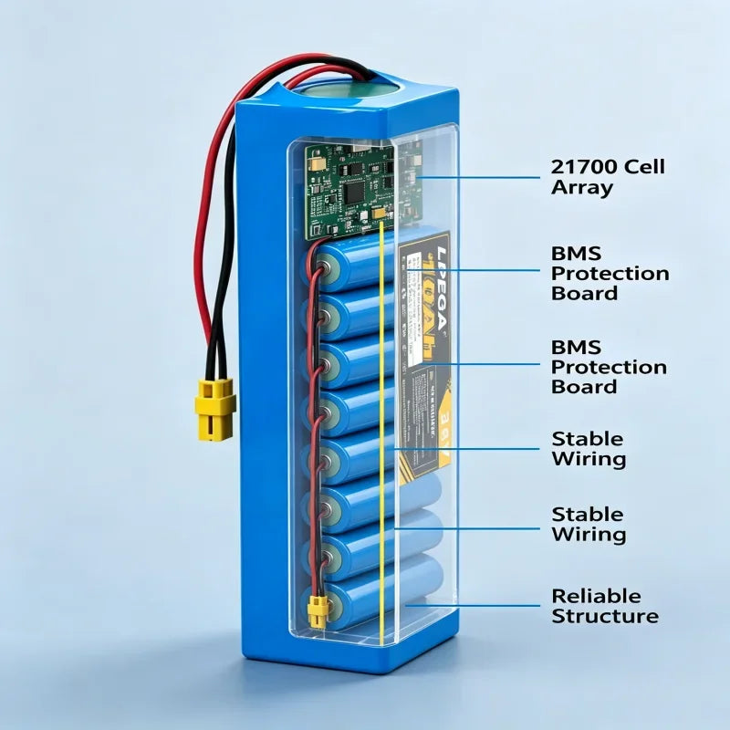 10S2P 21700 5C power lithium battery pack 36V 100% 10.0Ah rechargeable 500W for electric scooters, bicycles, motorcycles
