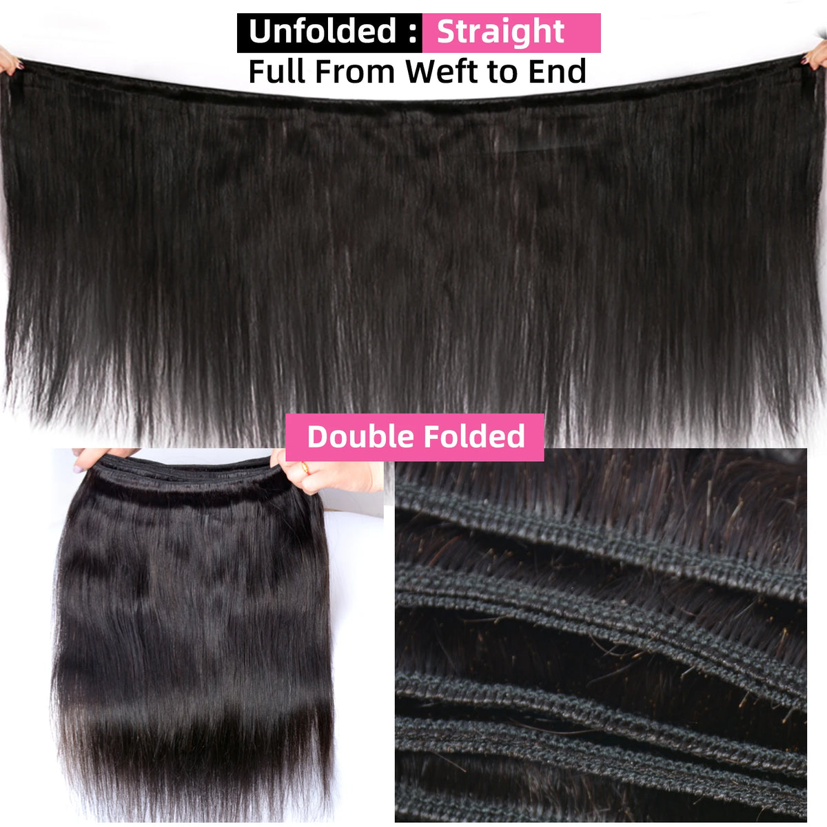 GEM 100% Human Hair Straight Bundles Brazilian Weaving For Women 1 3 4 Bundle Deal Natural Color 12-32Inch Human Hair Extensions