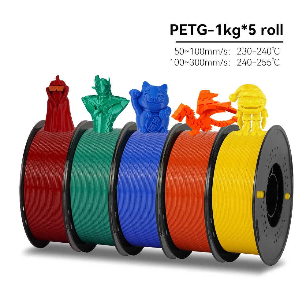 KINGROON High Speed PETG 3D Filament PLA/PETG 5KG 3D Printing Filament 1.75mm 100% Neatly Wound HS Filament 350mm/s Printing