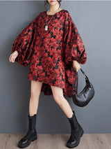 SHENGPALAE Korean Fashion Elegant Chic Dress Casual Loose Batwing Sleeve Robe Vestido Women's 2026 Autumn New Clothing 5R2243