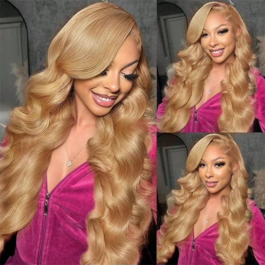 13x6 Body Wave 27 Honey Blonde Lace Frontal Wig Human Hair Wig 250 Density Brazilian 613 Blonde Wigs Human Hair Lace Frontal Wig