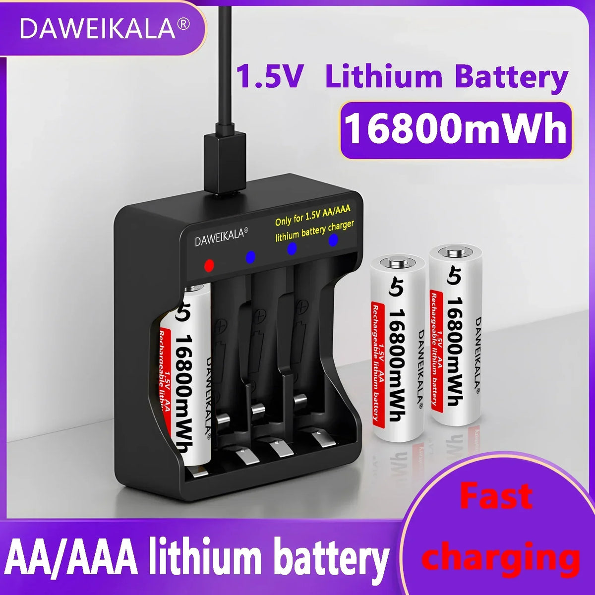 AA AAA rechargeable battery 1.5V lithium battery long life for Mouse Flashlight Fan Game Machine electric toy