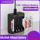 AA AAA rechargeable battery 1.5V lithium battery long life for Mouse Flashlight Fan Game Machine electric toy