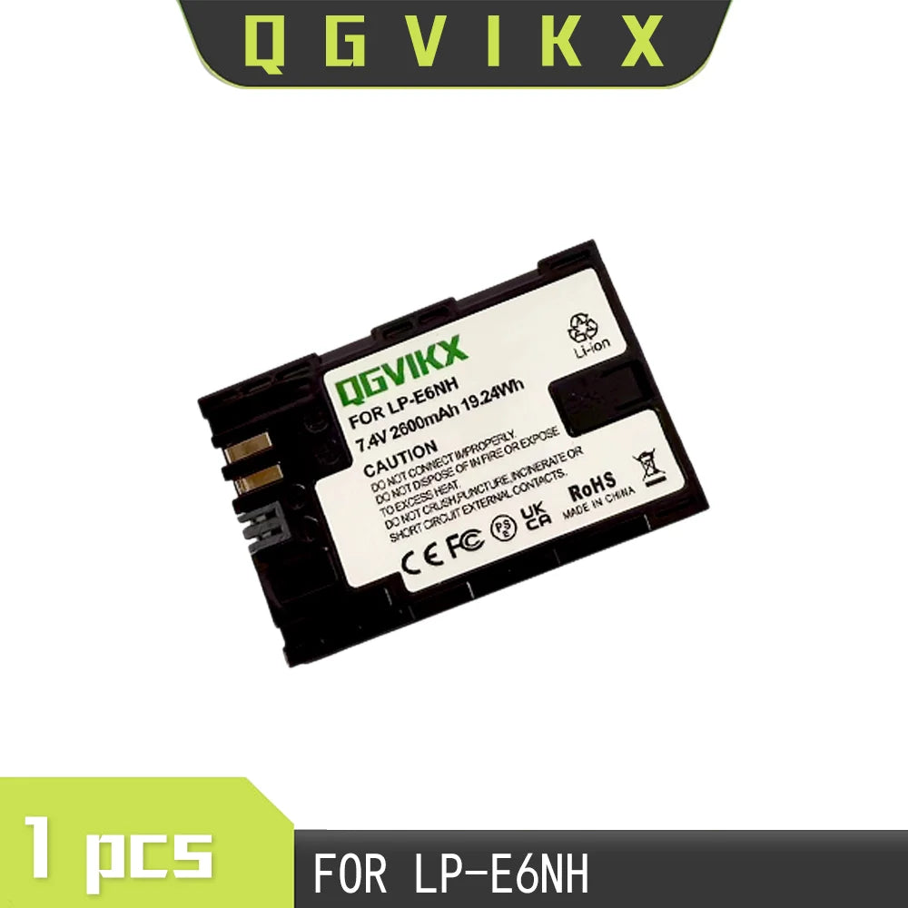 QGVIKX LP E6NH Compatible with Canon EOS R7 7.4V 2600mAh POWER BATTERY CAPACITY 19.24Wh 2-Pack Battery and Triple Slot Charger