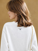 XIAOGULI White Shirt Women 2026 Autumn Winter Long Sleeve Sweatshirt Cuff Button Fleece Lined Loose Fit Basic Layering Top