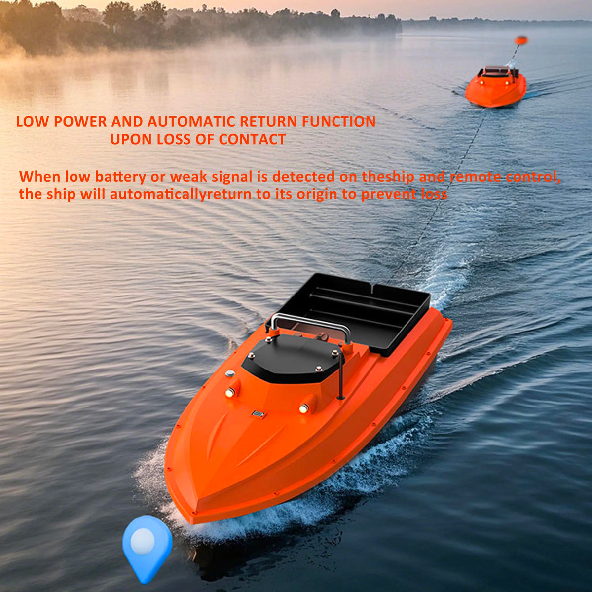 D80B 12V High-Speed Remote Control Bait Boat | IP66 Waterproof Fishing Boat with Bait Tray and Line Release