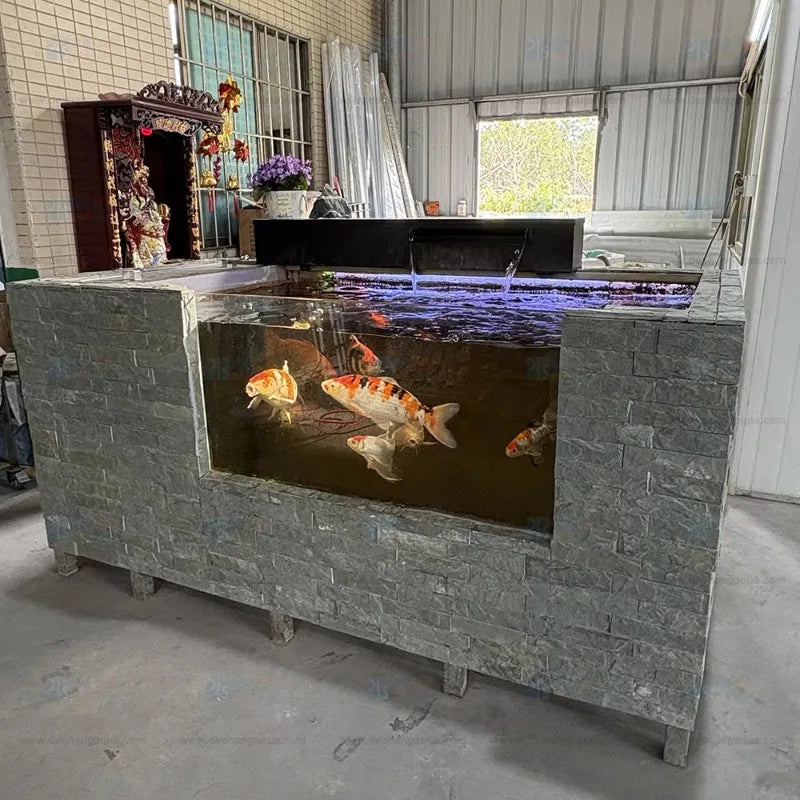 All-in-One AquariumMovable Metal Koi Fish Garden Fish Tank Above-Ground Pond Aquarium Filter System For Landscaping Decking Beau