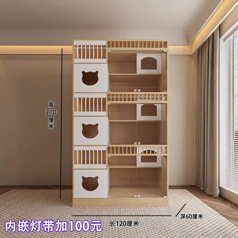 Cat villa solid wood pet store display cabinet house luxury foster breeding cat delivery room cattery custom