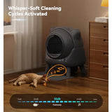 Self Cleaning Litter Box Automatic Litter Box with Odor Control Robot Cat Ears Design 65L APP Real-Time Monitor for Multiple Ca