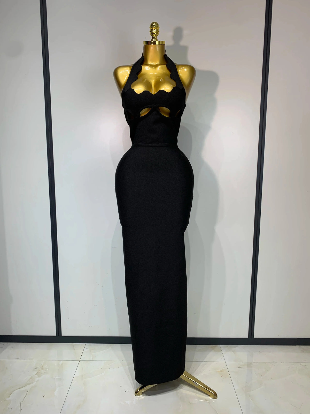 Women Halter Neck Sexy Cut Out Backless Bandage Long Dress Celebrity Elegant Evening Party Luxury Birthday Nightclub Dress