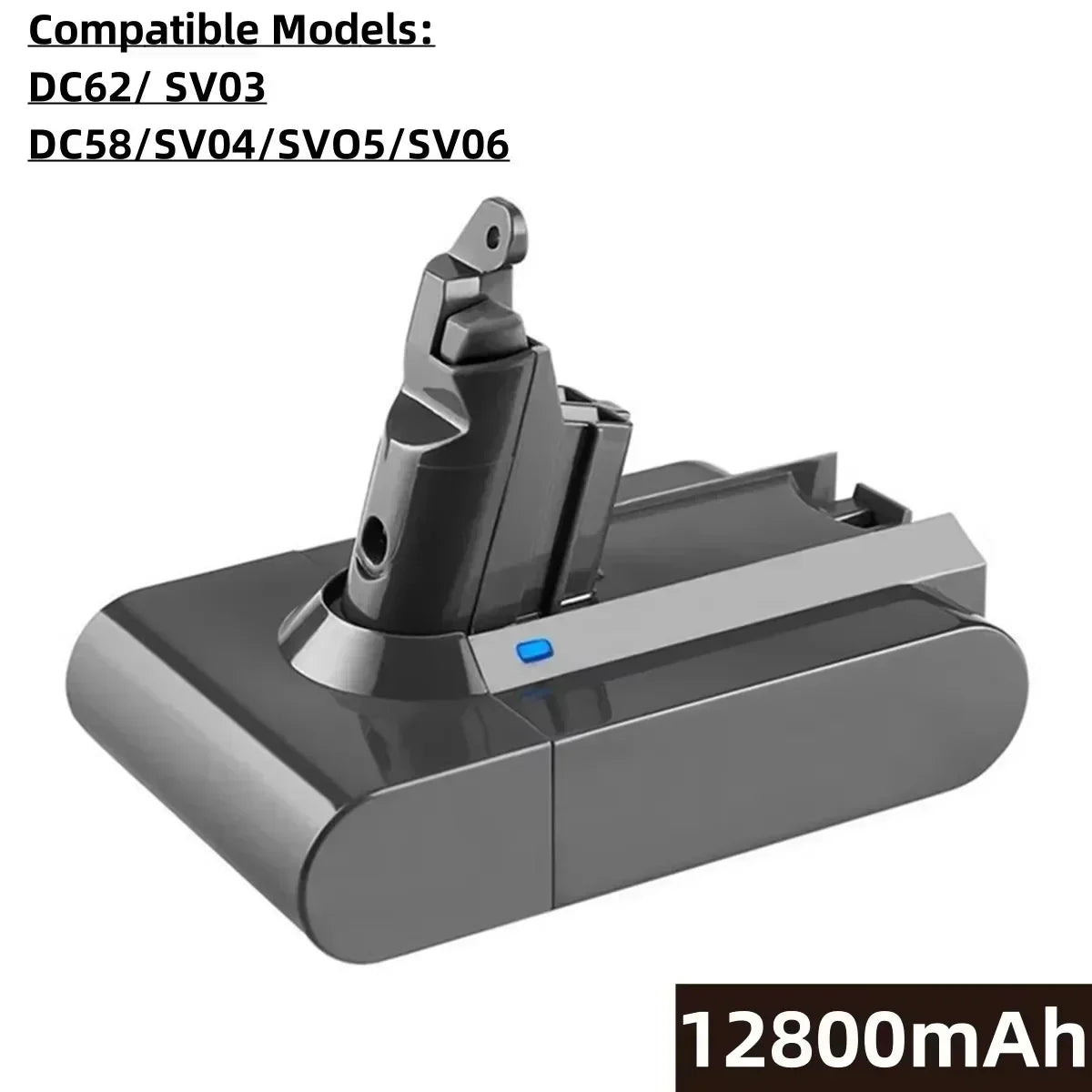 12800mAh Li-ion Battery for Dyson V6 DC59 DC62 21.6V Vacuum Cleaner Replacement 18650 Battery