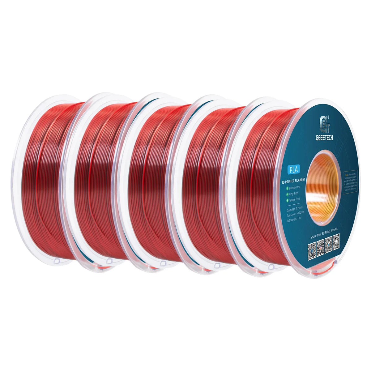 Geeetech 5Kg Three Tri Color Silk PLA Filament , 3D Filament 1,75 mm Spool Wire  (+/-0.03mm) Vacuum packaging, special color