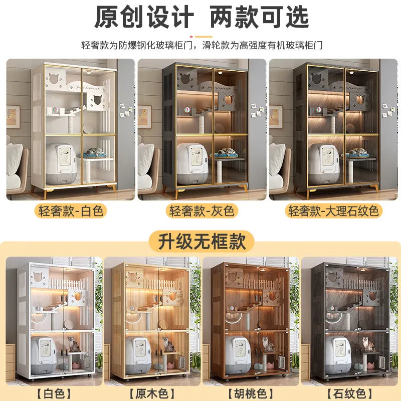 cat cage home indoor cattery cat cabinet discharge automatic litter box custom villa