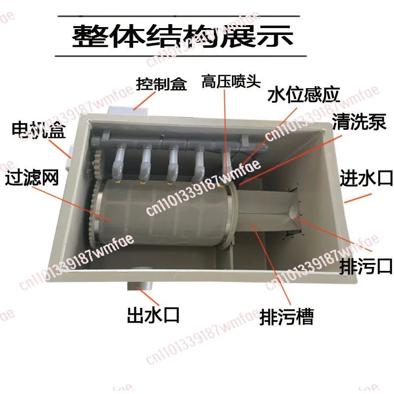 20 Ton Good Drum Micro Filter Fish Pond Drum Machine Filter Aquaculture Automatic Backwashing Koi Pond Water Circulation System