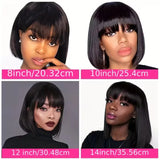 Straight Human Hair Bob Wigs With Bang Full Machine Made Wigs 3x1 Middle