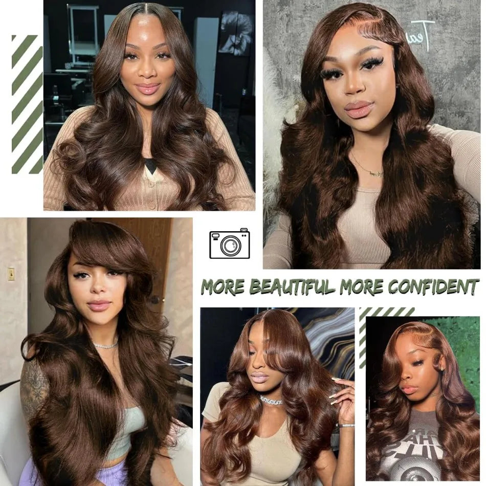 250 Density Human Hair Wigs Chocolate Brown Lace Front Wig Body Wave Wig 13x6 Hd Lace Frontal Wig for Black Women Clearance