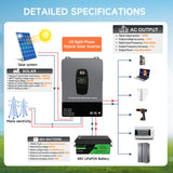 DATOUBOSS 12KW Solar Hybrid Split-Phase Inverter US Standard 240V Battery-Free Mode UPS Uninterruptible Power Supply Off-Grid