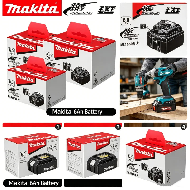 Makita 18V Battery 6000mAh Rechargeable Power Tools Battery 18V makita with LED Li-ion Replacement LXT BL1860B BL1860 BL1850