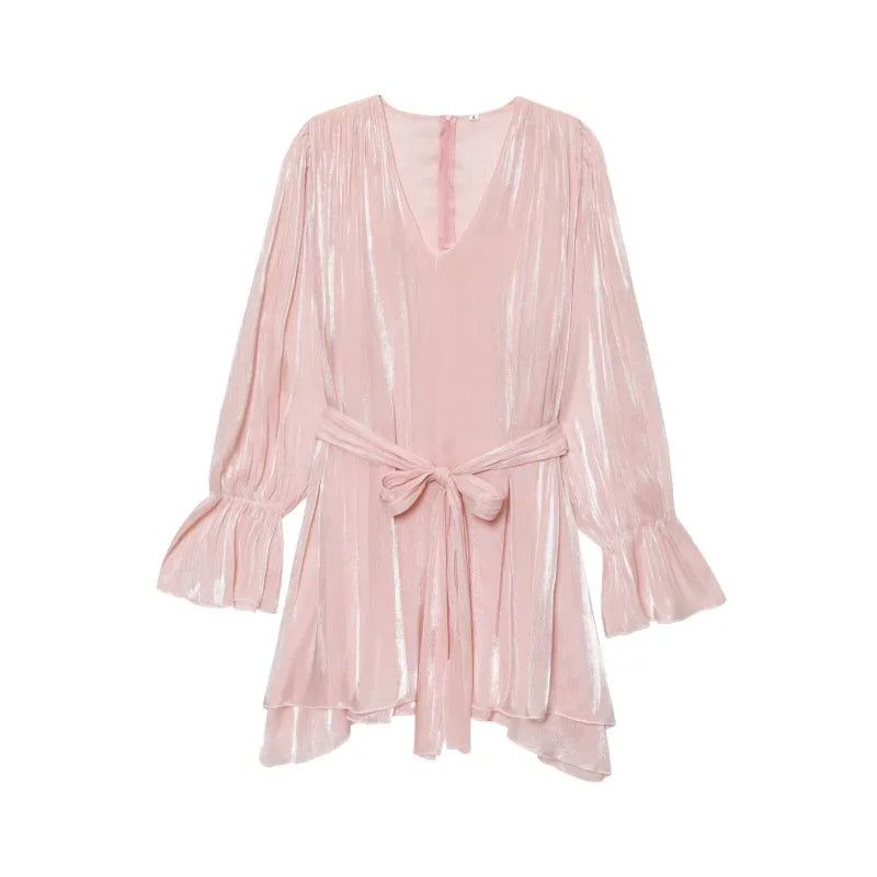 Satin Dress Women's Sundress Casual Dresses Long Sleeve Y2k Luxury Summer Universal 2025 Prom Woman Sleeves Womens Resort