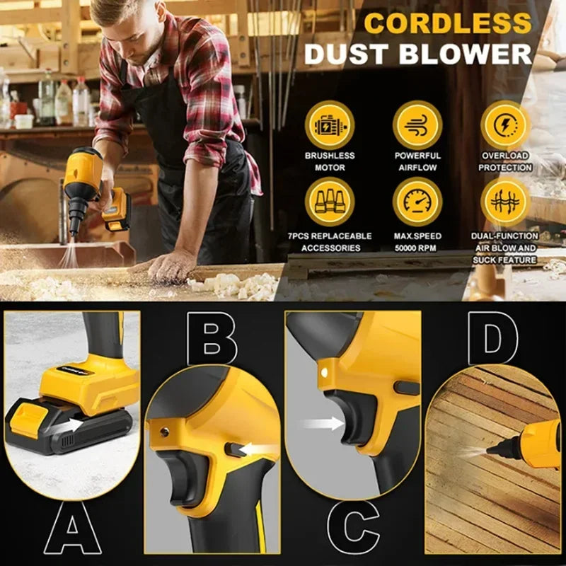 Dewalt Cordless Air Dust Removal Gun Brushless Air Blower With Nozzle Multifunction Dusting Machine Inflator For Dewalt 20V