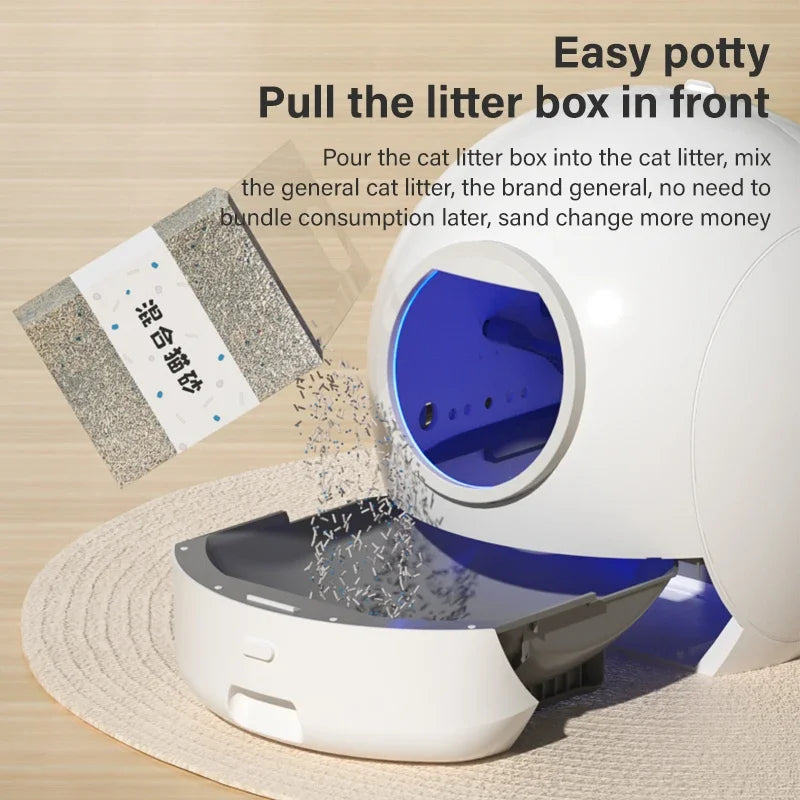 UV Sterilized Smart Round Cat  Box Automatic Splash-Free Toilet with Sand Scooping Feature Improved Cat  Cleaning
