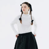 IMAKOKONI original design autumn solid color high collar long sleeve pullover slim T-shirt bottoming shirt women's