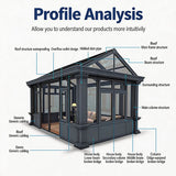 Premium Aluminum Alloy Sunroom Waterproof Tempered Glass Enclosure for Terrace Weatherproof Outdoor Solarium and Conservatory