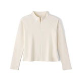SIMWOOD 2026 Autumn New Women's Half Zip Up Stand Collar Cropped Long Sleeve T-Shirt Regular Fit Raglan Sleeve Tops