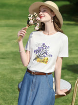 I BELIEVE YOU Beads Embroidered T-shirt Female 2025 Summer Letter Printing Casual Top Short Sleeve Cool Cotton Tees 2251015989