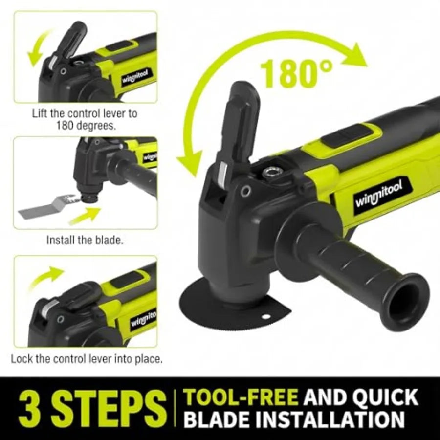 Electric Oscillating Tool for DIY and professional use green ABS plastic body 2.5-Amp motor 3.2 oscillation angle 7 variable sp