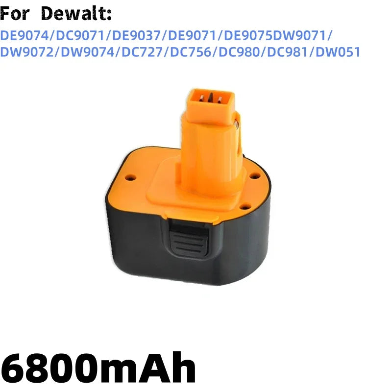 12V 12800mAh High Capacity Tool Battery Compatible with DE9074 DC9071 DE9037 DE9071 DE9075 DW9071 DW9072 DW9074 DC727 DC756 DC91