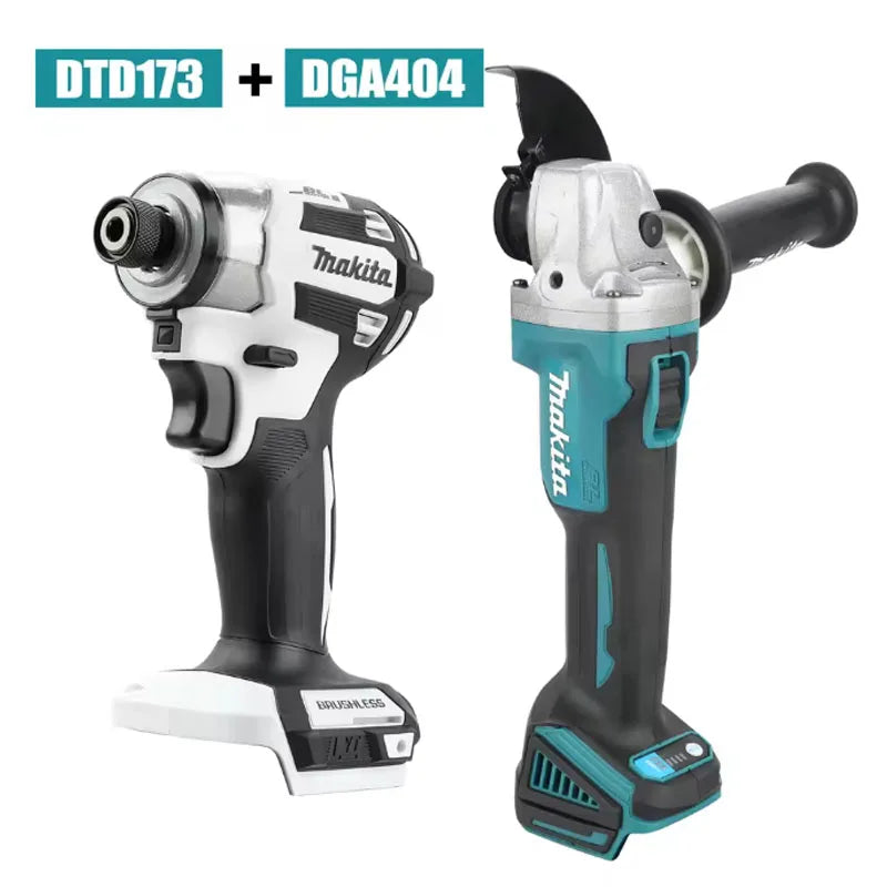 2026 Makita DTD173/DGA404 18V Brushless Cordless Impact Driver & Angle Grinder Rechargeable Power Tool Set