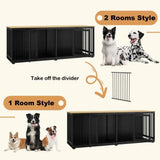 94.5" Extra Large Dog Crate Furniture, Heavy Duty Dog Kennel with a Removable Divider, Indoor Furniture Style Dog Crate House