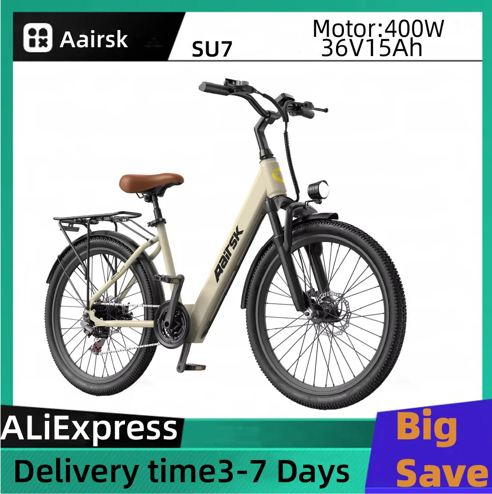 Aairsk SU7 Adult E-bike 400W Motor Ebike 36V 15Ah Battery Electric Bike 24 Inch Tire Women's Electric bicycle