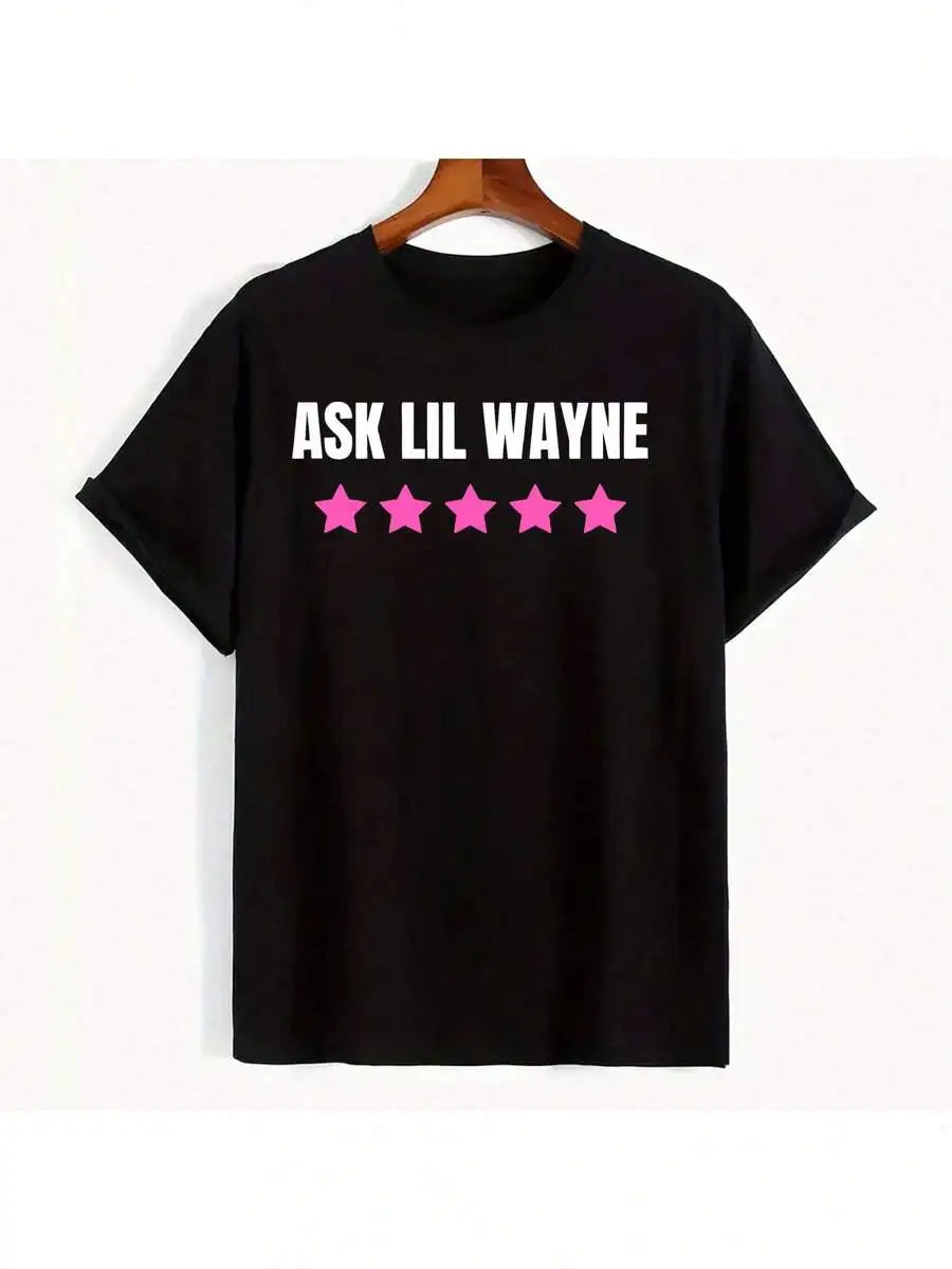 Ask Lil Wayn 5 Star Nick Minaj Hip Hop Tee, Retro Unisex Short Sleeve, High-Quality Cotton, Soft Machine Washable, Men's Gift, Fall Mens Clothes