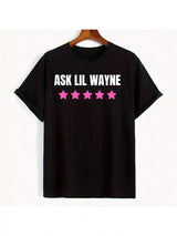 Ask Lil Wayn 5 Star Nick Minaj Hip Hop Tee, Retro Unisex Short Sleeve, High-Quality Cotton, Soft Machine Washable, Men's Gift, Fall Mens Clothes