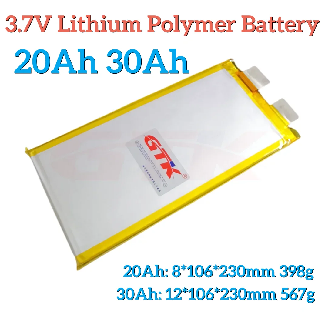 GTK 3.7V 20Ah 30Ah 20C Max Discharge Lithium Ion Polymer Battery for DIY 12V 24V 48V 96V 80Ah 200Ah Scooter Solar Battery Pack