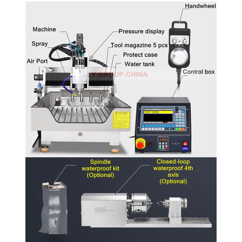 2200W ATC Spindle CNC 6040 Square Rail Metal Engraving Carving Machine PCB Milling Drilling Machine With Automatic Tool Change