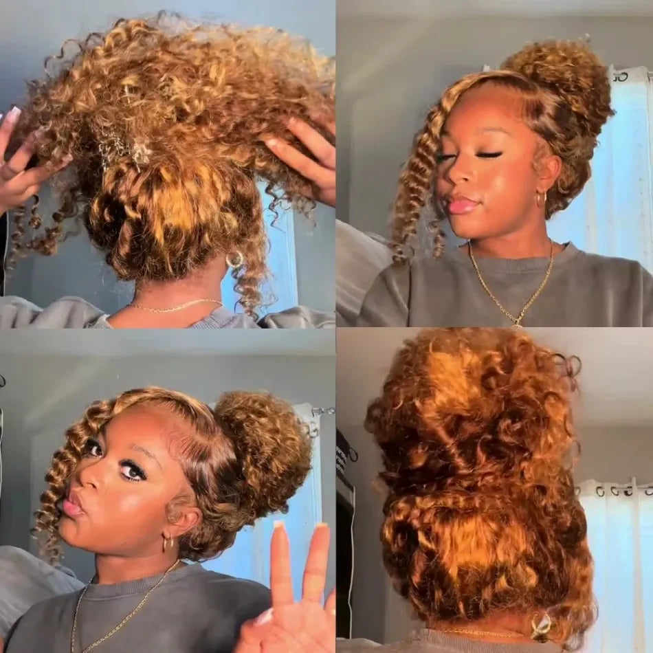 Highlight 360 Full Lace Wig Human Hair Pre Plucked Hd Deep Wave Frontal Wig Invisible Drawstring Curly Human Hair Wigs 3032 Inch