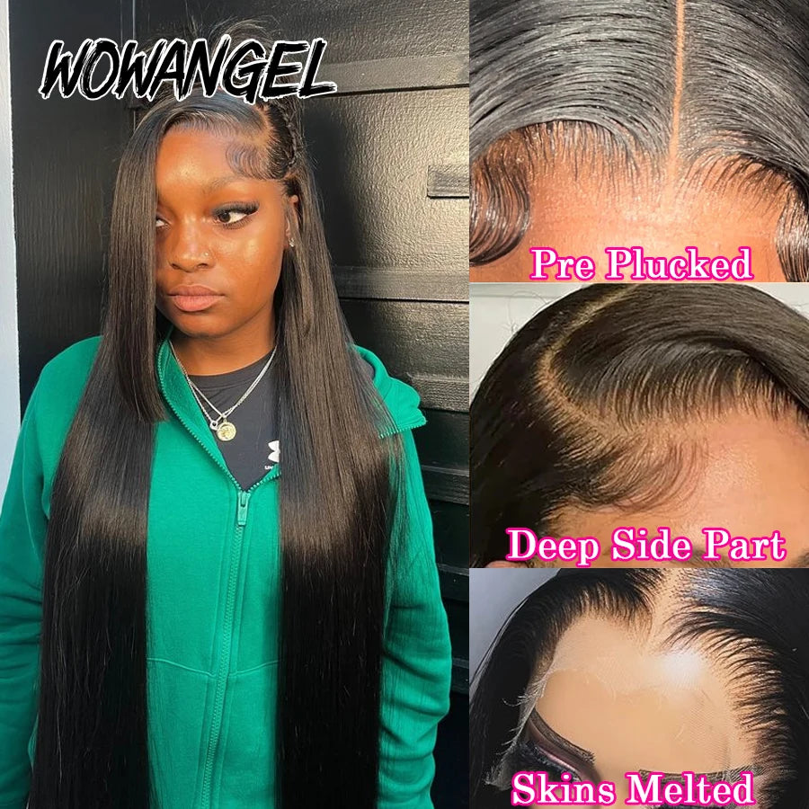 Wow Angel 5x5 HD Lace Closure Wigs 250% Straight Closure Wig Human Hair Wigs Skins Melted Ready To Wear Remy Brazilian For Woman