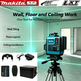 Makita 16 Lines 4D Green 360° Self Leveling Cross Line Laser Leveler With 18V 6.0Ah Lithium Battery For Construction Home DIY