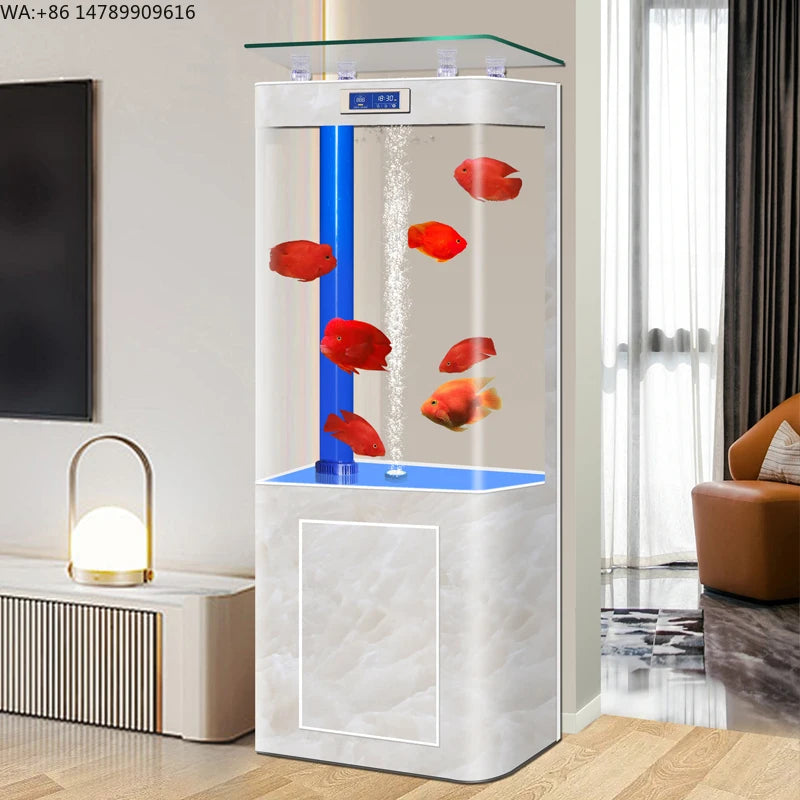 All-in-One AquariumNew Hidden Oxygenation Curved Glass Fish Aquarium, Medium For Home Living Room, Built-in Bottom Filtration &