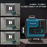 Makita 18V Battery,16Lines4D Green Laser Level, 360°Self Leveling High Precision Horizontal Vertical Cross Line For Construction