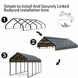 Heavy Duty Galvanized Steel Carport 10x20ft Extra Large All Weather Dual Vehicle RV Boat Shelter Garage Party Tent, Customized