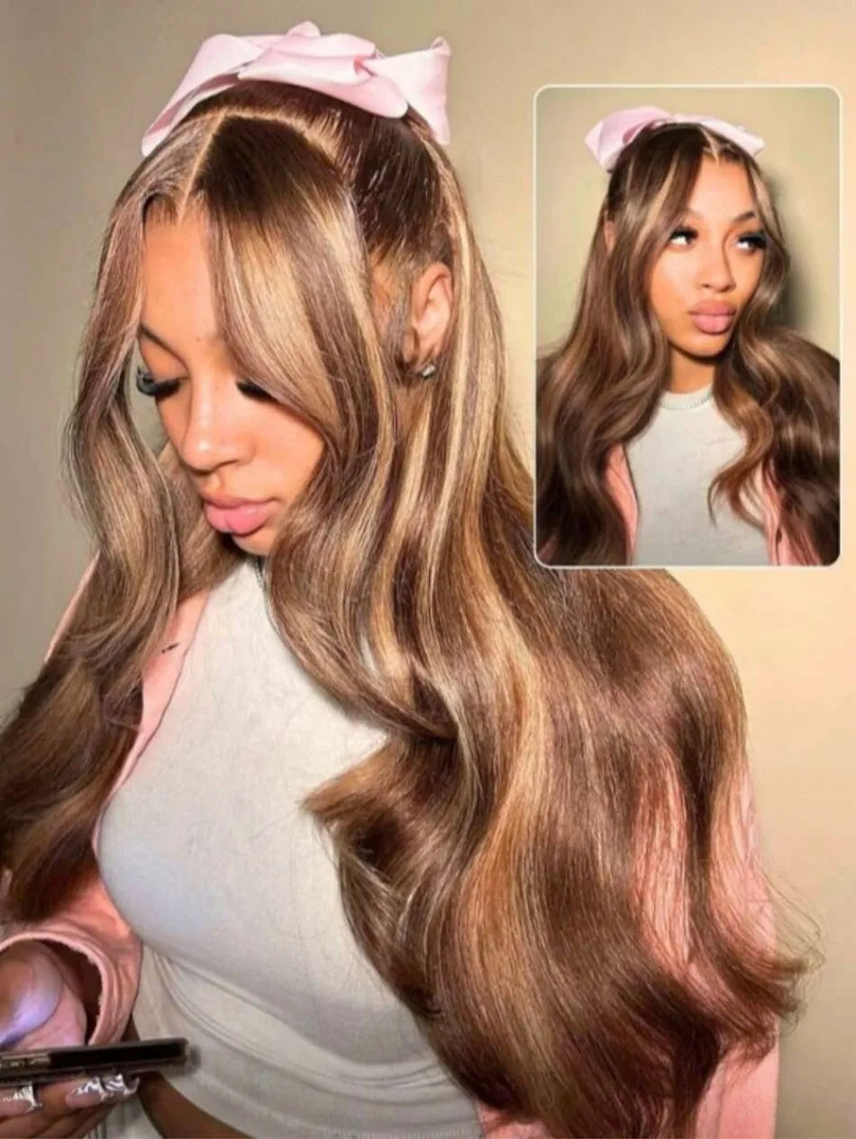 13X6 Hd Lace Frontal Wig Highlight Ombre Wig Human Hair 427 Body Wave Original Brazilian Wigs P1B30 Lace Front Wigs 250 Density
