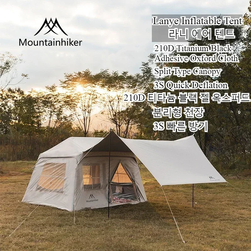 Mountainhiker 2-5 Person Inflatable Camping Tent Quick Open Waterproof Beach Tent Family Picnic Sunhade Anti-UV Outdoor Awning
