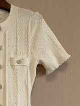 Popular Elegant New Solid Color Round Neck Dress Short Sleeved Long Knitted Dress for Women