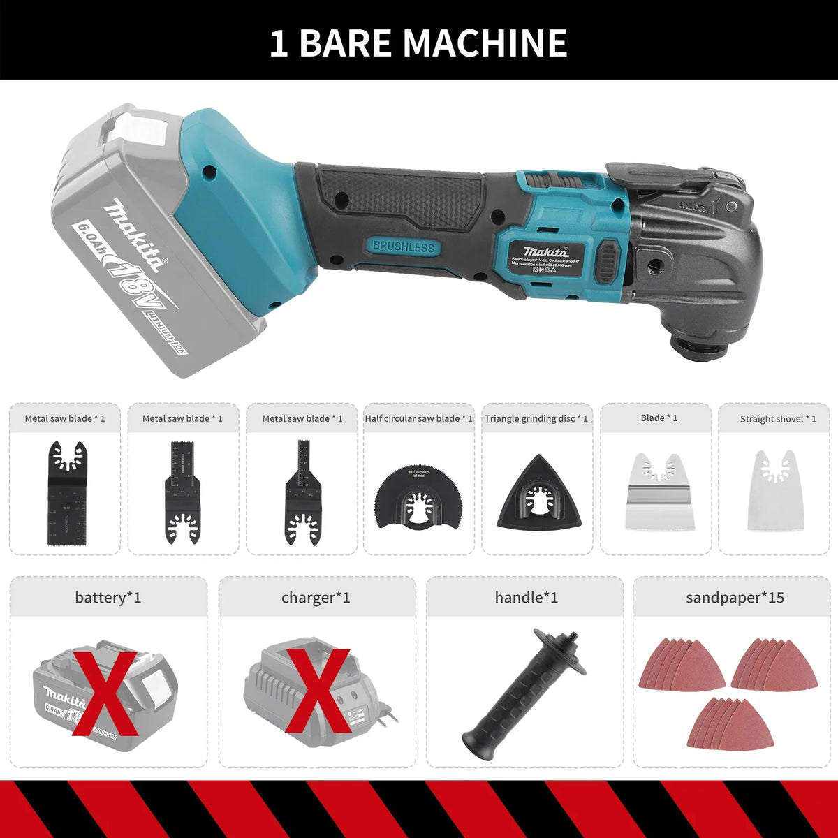 Makita 18V Brushless Oscillating Multi Tool - Quick Release Electric Trimmer Renovator Tool with Variable Speed