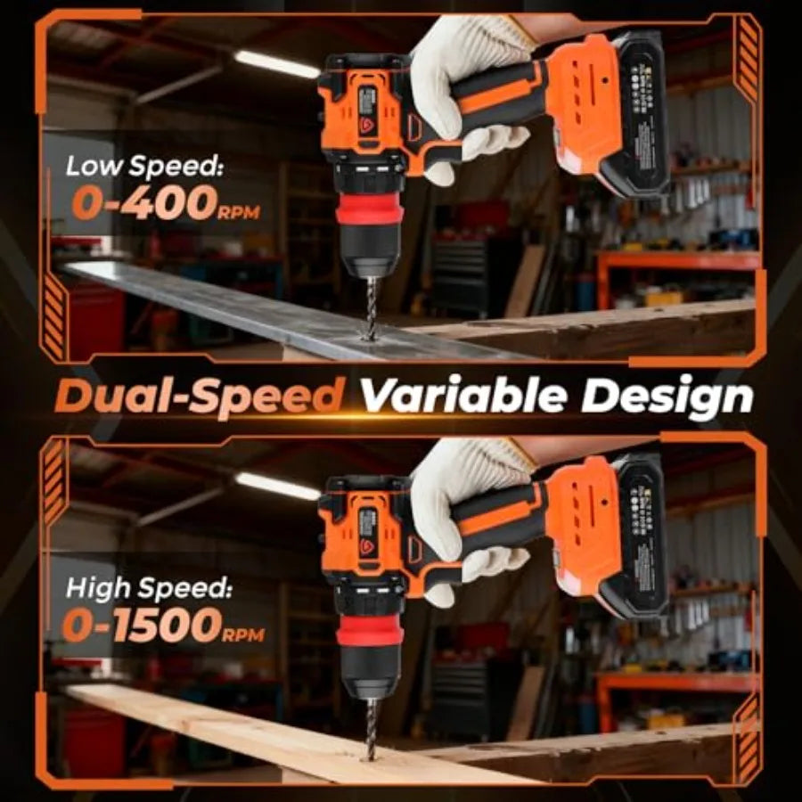 21V Brushless Cordless Drill Driver Kit 5-in-1 Multi-Head System with 2 Batteries and Charger Right Angle Adapter Offset Head 3