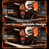 21V Brushless Cordless Drill Driver Kit 5-in-1 Multi-Head System with 2 Batteries and Charger Right Angle Adapter Offset Head 3